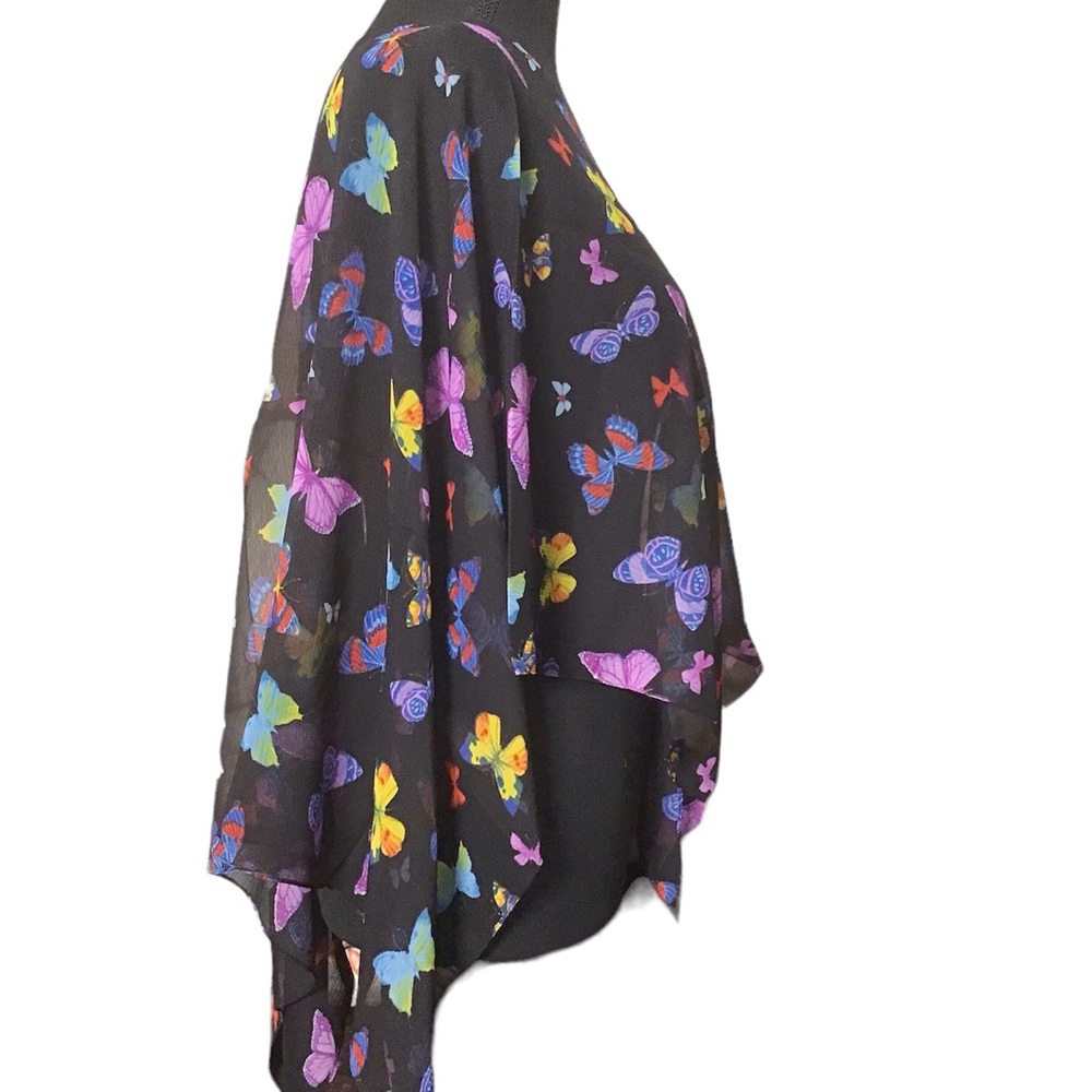 Women butterfly black multi color wrap shawl coverup nwt - Picture 4 of 6